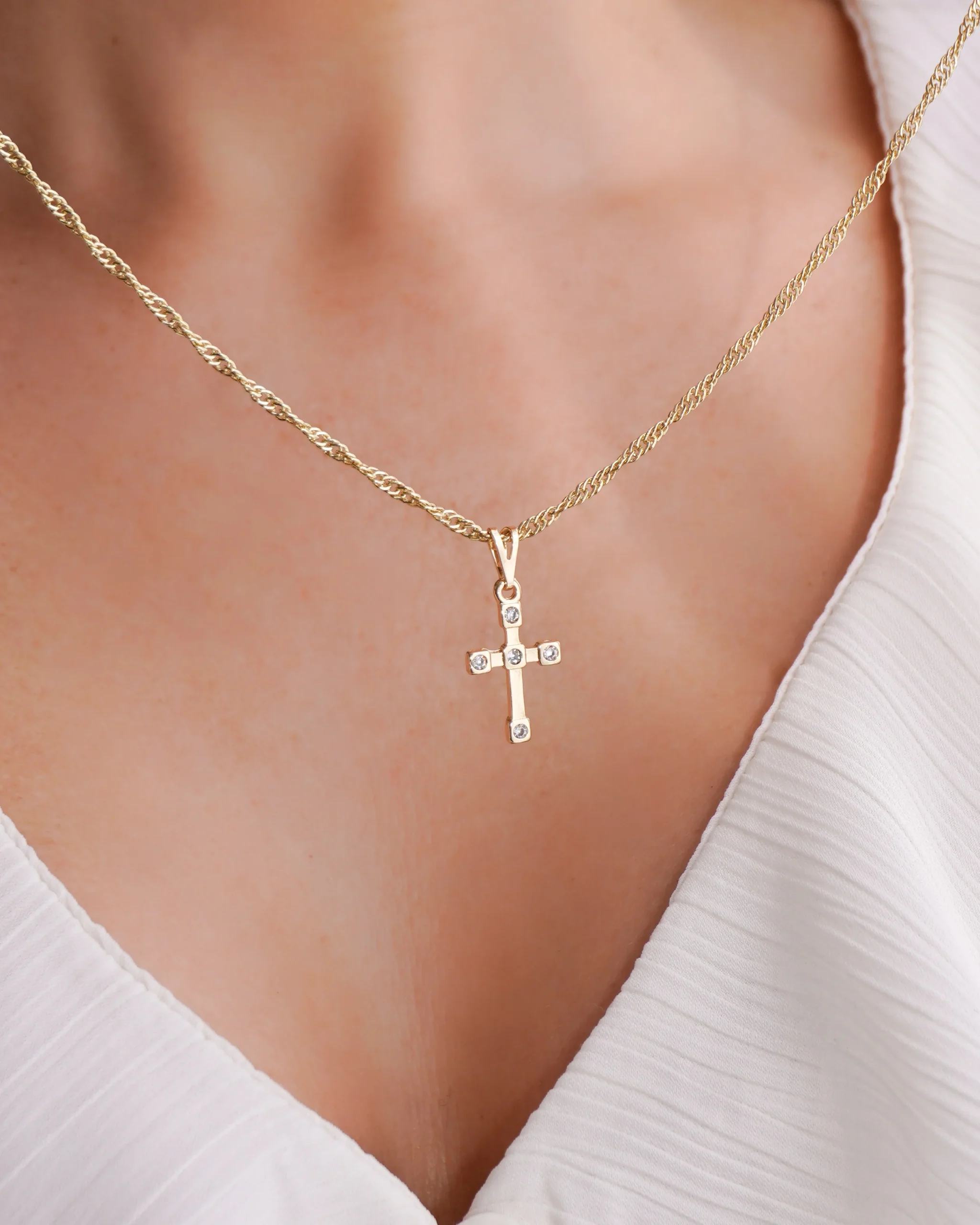 DIJE CRUZ MULTIPUNTO CRISTAL GOLD 1.7CM - Image 3