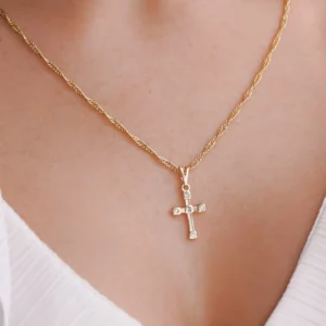 DIJE CRUZ MULTIPUNTO CRISTAL GOLD 1.7CM