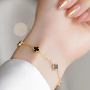 PULSERA TREBOL GOLD NEGRO