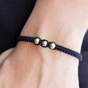 BRAZALETE TRES BALINES LISOS NEGRO