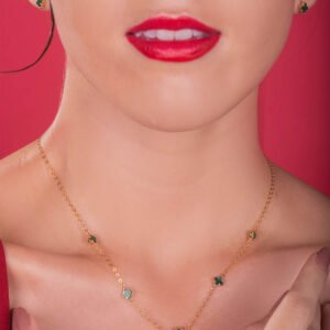 CADENA 5 TREBOL ESPECIAL VERDE ORO LAMINADO 18K