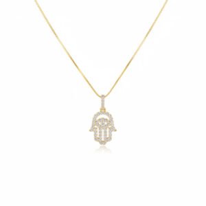 CADENA MANO HAMSA CIRCONIAS 45+5CM